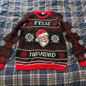 Holiday Time Black and Red Feliz Navidad Sweater